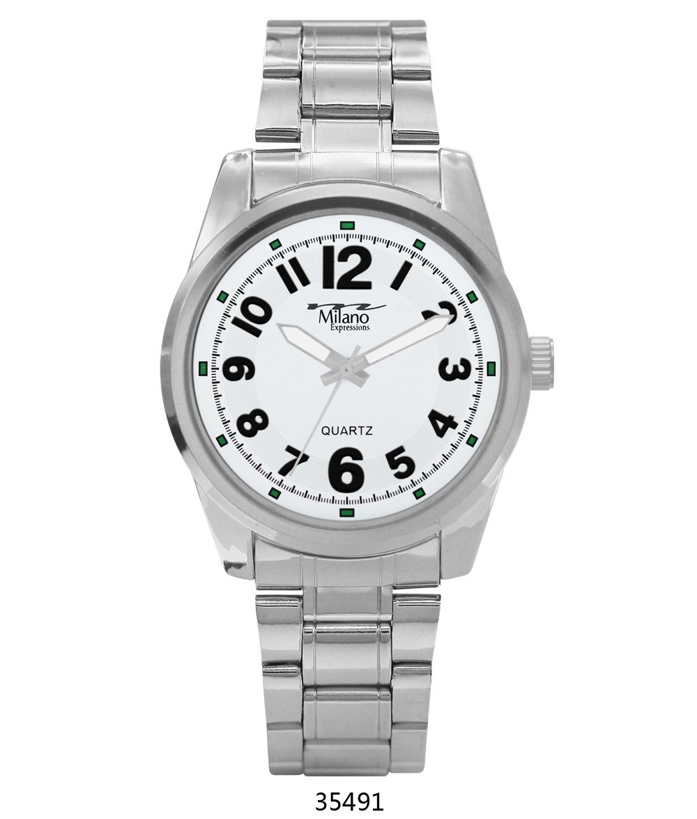 Geneva watch featuring a silver metal band and white dial, showcasing its elegant design and durable alloy case.