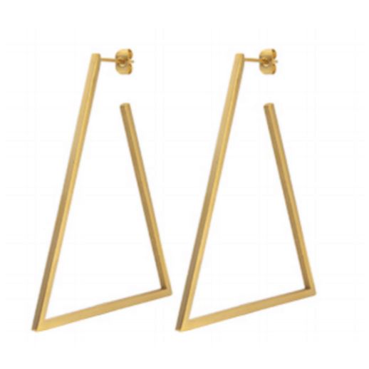 Geo Triangle Hoop earrings made of 18k gold plated stainless steel, featuring a unique geometric triangle design.