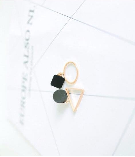 Geometrical Circle Square Triangle Earrings made of alloy and S925, showcasing unique shapes and modern design.