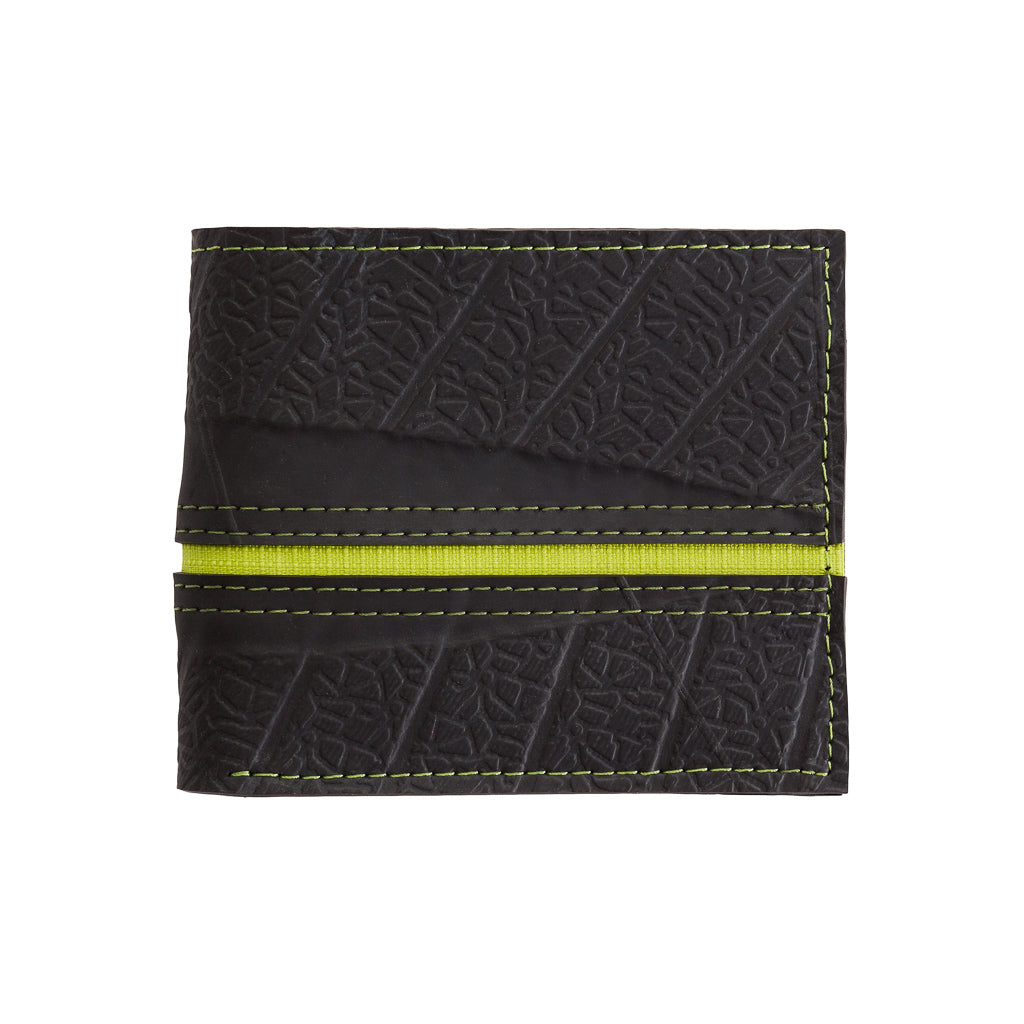 George Inner Tube Vegan Wallet made from reclaimed inner tubes, featuring vibrant stitching and multiple card compartments.