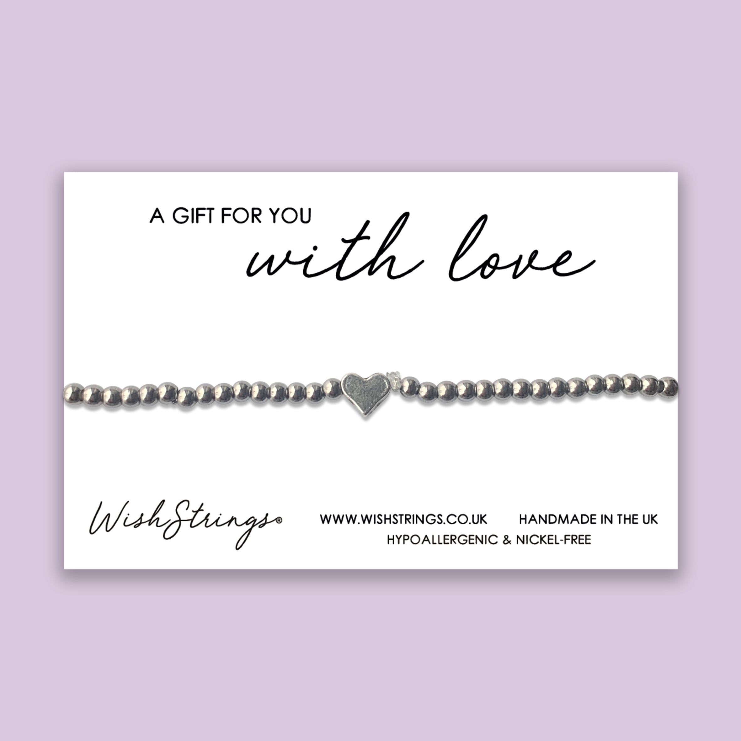 A beautiful Heart Stretch Bracelet made of beads, showcasing its handmade quality and elegant design.