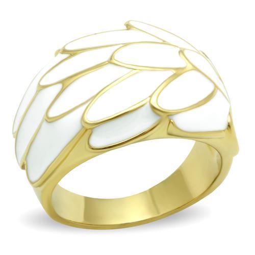 GL005 IP Gold Brass Ring with a sleek design, showcasing its luxurious ion plating finish and lightweight construction.