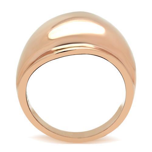 GL157 IP Rose Gold Brass Ring with a sleek, minimalist design, showcasing its luxurious finish and lightweight structure.