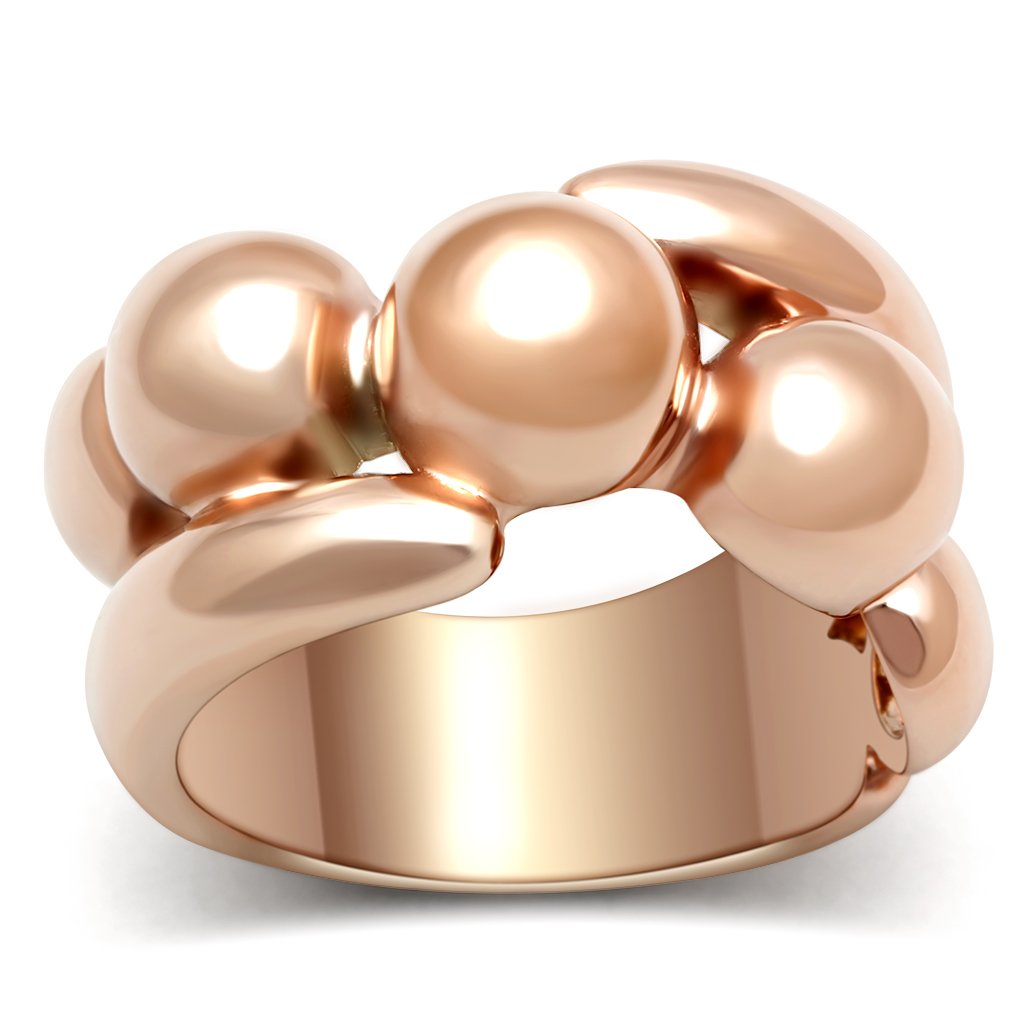 GL158 IP Rose Gold Brass Ring with a sleek, minimalist design and no stone, showcasing its elegant ion plating finish.