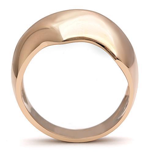 GL161 IP Rose Gold Brass Ring with a sleek, minimalist design, featuring a luxurious ion plating finish and no center stone.