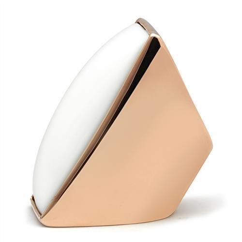 GL164 IP Rose Gold Brass Ring featuring a white synthetic stone, elegantly designed for any occasion.