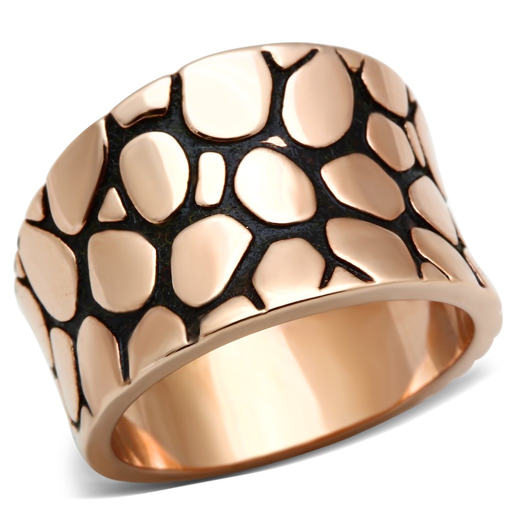 GL204 IP Rose Gold Brass Ring with a minimalist design, showcasing its elegant finish and smooth surface.