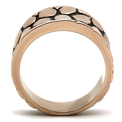 GL204 IP Rose Gold Brass Ring with a minimalist design, showcasing its elegant finish and smooth surface.