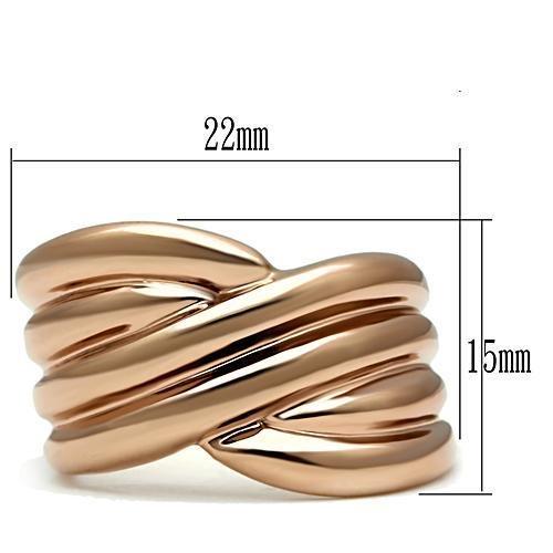 GL205 IP Rose Gold Brass Ring with a sleek, minimalist design, showcasing its elegant finish and lightweight structure.