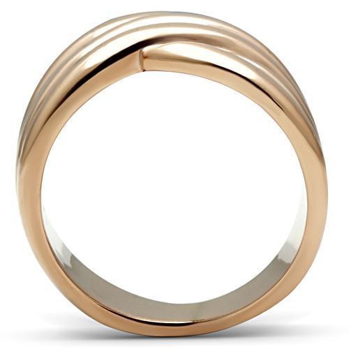 GL205 IP Rose Gold Brass Ring with a sleek, minimalist design, showcasing its elegant finish and lightweight structure.