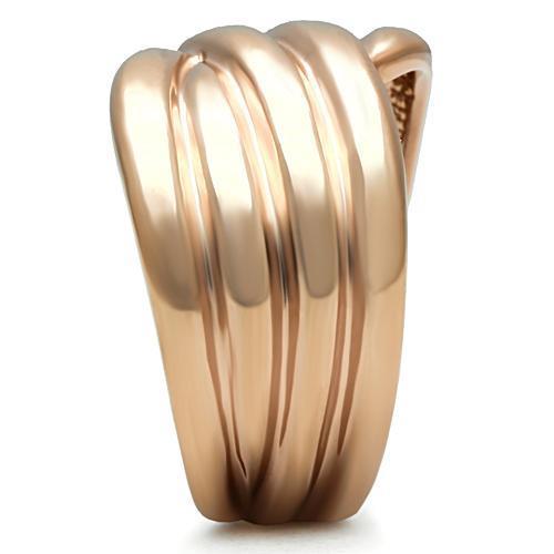 GL205 IP Rose Gold Brass Ring with a sleek, minimalist design, showcasing its elegant finish and lightweight structure.