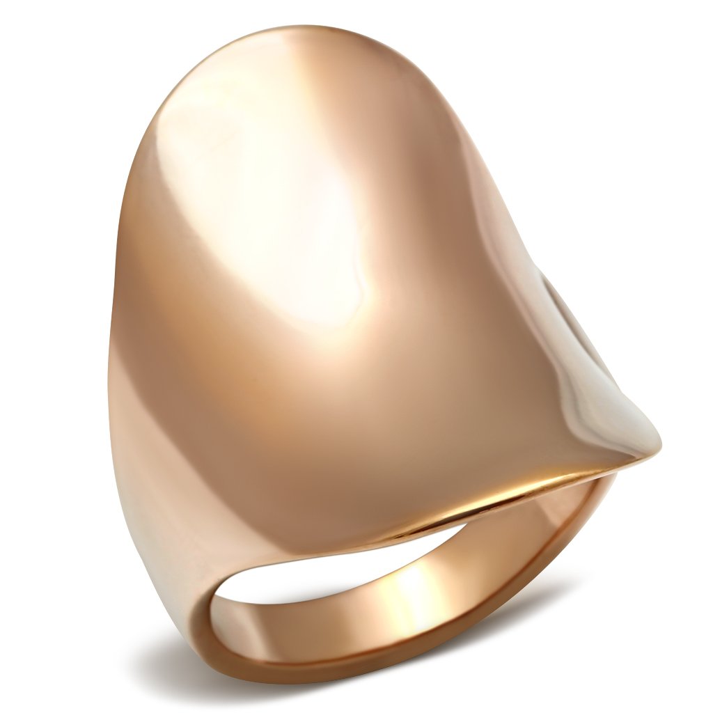 GL207 IP Rose Gold Brass Ring with a minimalist design, showcasing its elegant finish and lightweight structure.