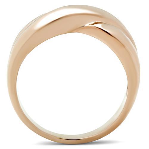 GL208 IP Rose Gold Brass Ring with a sleek, minimalist design, showcasing its luxurious finish and lightweight construction.