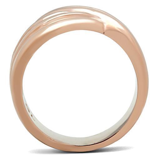 GL209 IP Rose Gold Brass Ring with a smooth finish, showcasing its elegant design and lightweight structure, perfect for everyday wear.