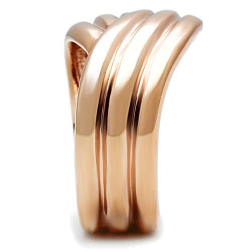 GL209 IP Rose Gold Brass Ring with a smooth finish, showcasing its elegant design and lightweight structure, perfect for everyday wear.