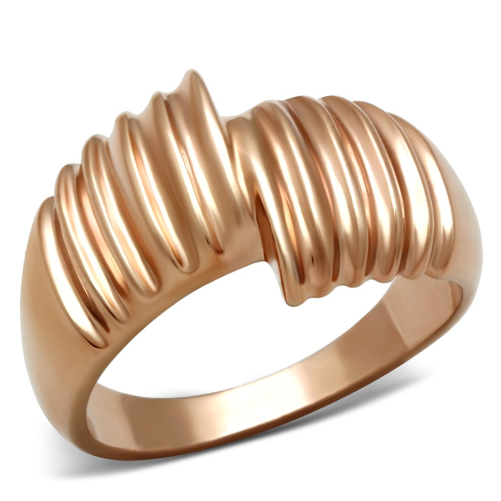 GL212 IP Rose Gold Brass Ring with a minimalist design, showcasing its elegant ion plating finish and lightweight structure.