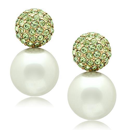 GL264 IP Gold Brass Earrings featuring a white synthetic pearl, elegantly designed for style and comfort.