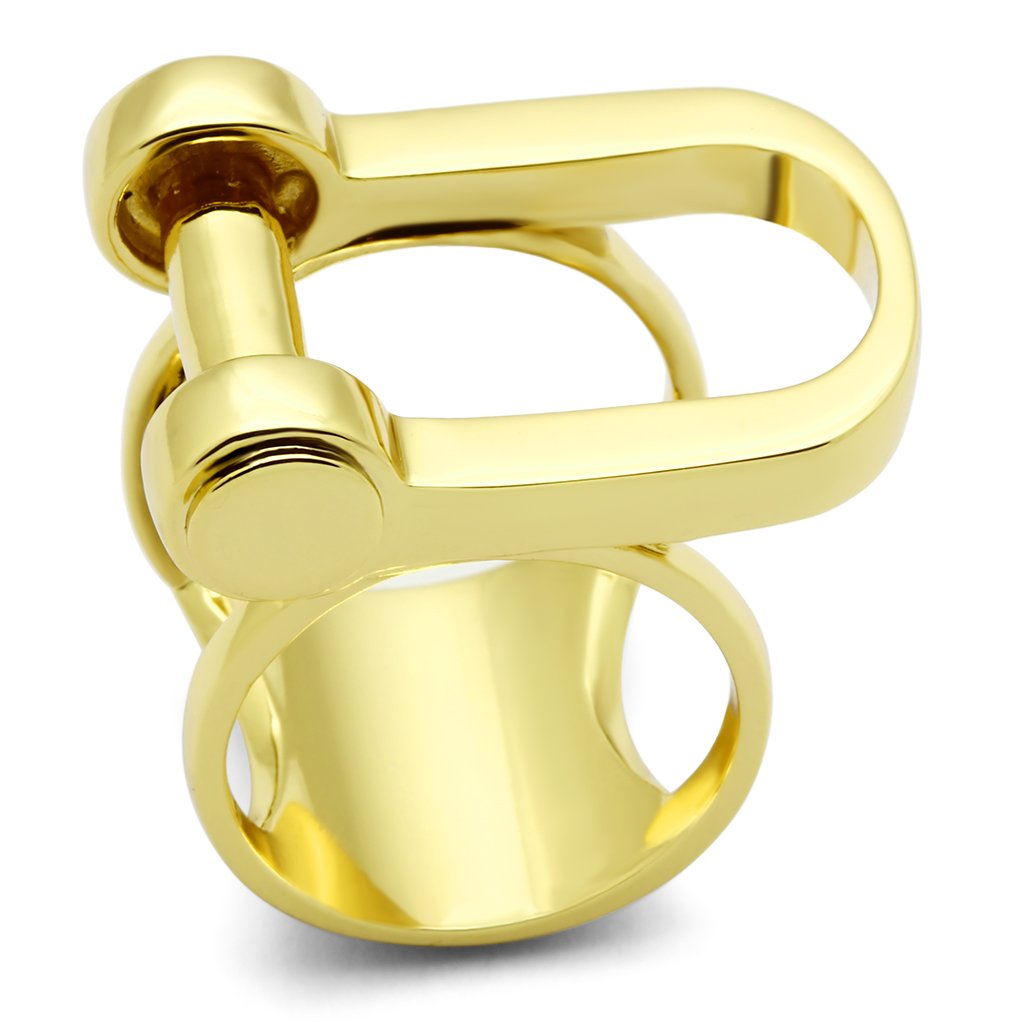 GL280 IP Gold Brass Ring with a sleek design, showcasing its luxurious ion plating finish and lightweight structure.