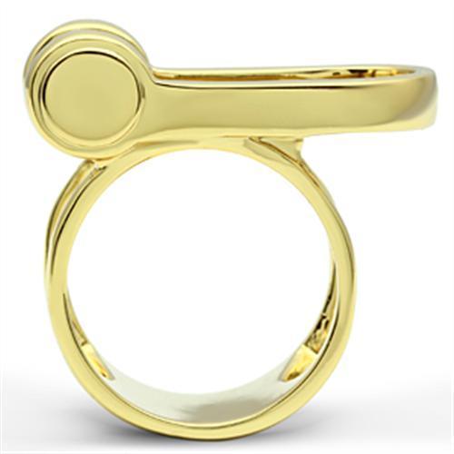 GL280 IP Gold Brass Ring with a sleek design, showcasing its luxurious ion plating finish and lightweight structure.