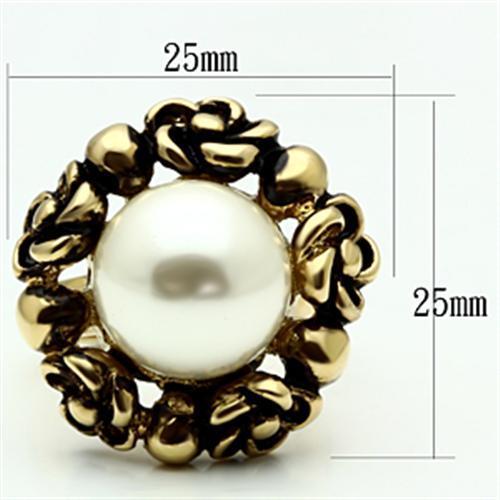 GL308 IP Gold Brass Ring featuring a synthetic white pearl, showcasing its elegant design and lustrous finish.