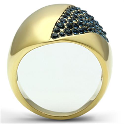 GL324 IP Gold Brass Ring featuring a Montana crystal, showcasing its elegant design and luxurious finish.