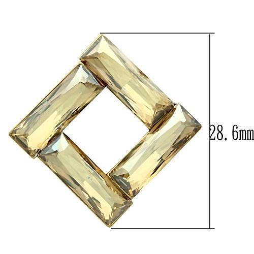 GL344 IP Gold Brass Earrings featuring Top Grade Crystal centerpiece in Topaz color, elegantly designed for any occasion.