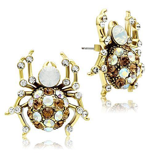 GL347 IP Gold Brass Earrings featuring multi-color top grade crystal, elegantly designed for any occasion.