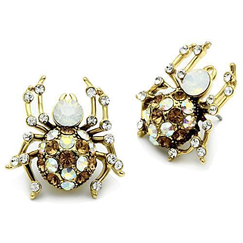 GL347 IP Gold Brass Earrings featuring multi-color top grade crystal, elegantly designed for any occasion.