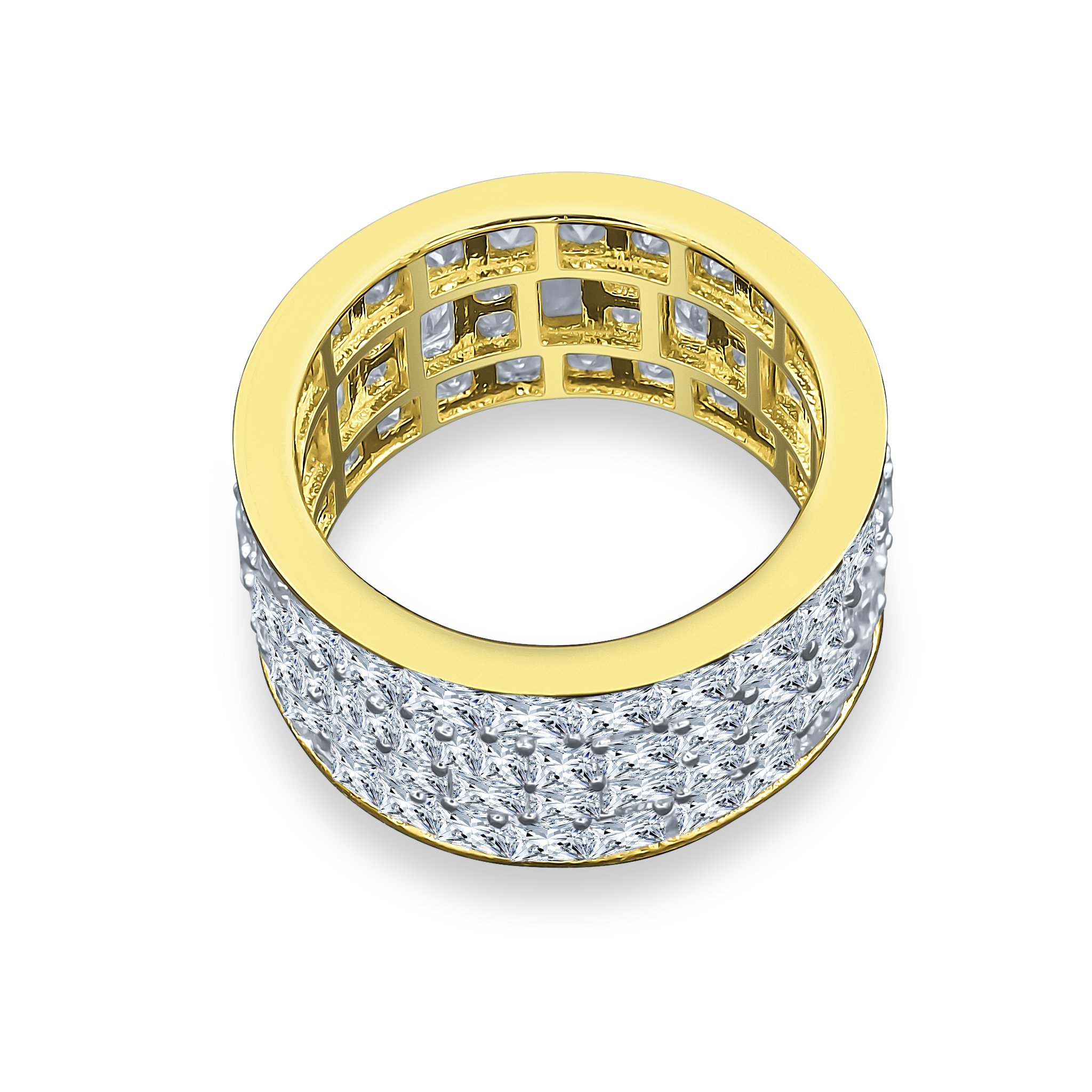 GLARING 925 Silver Band featuring micropave CZ stones, elegantly designed with a polished finish.