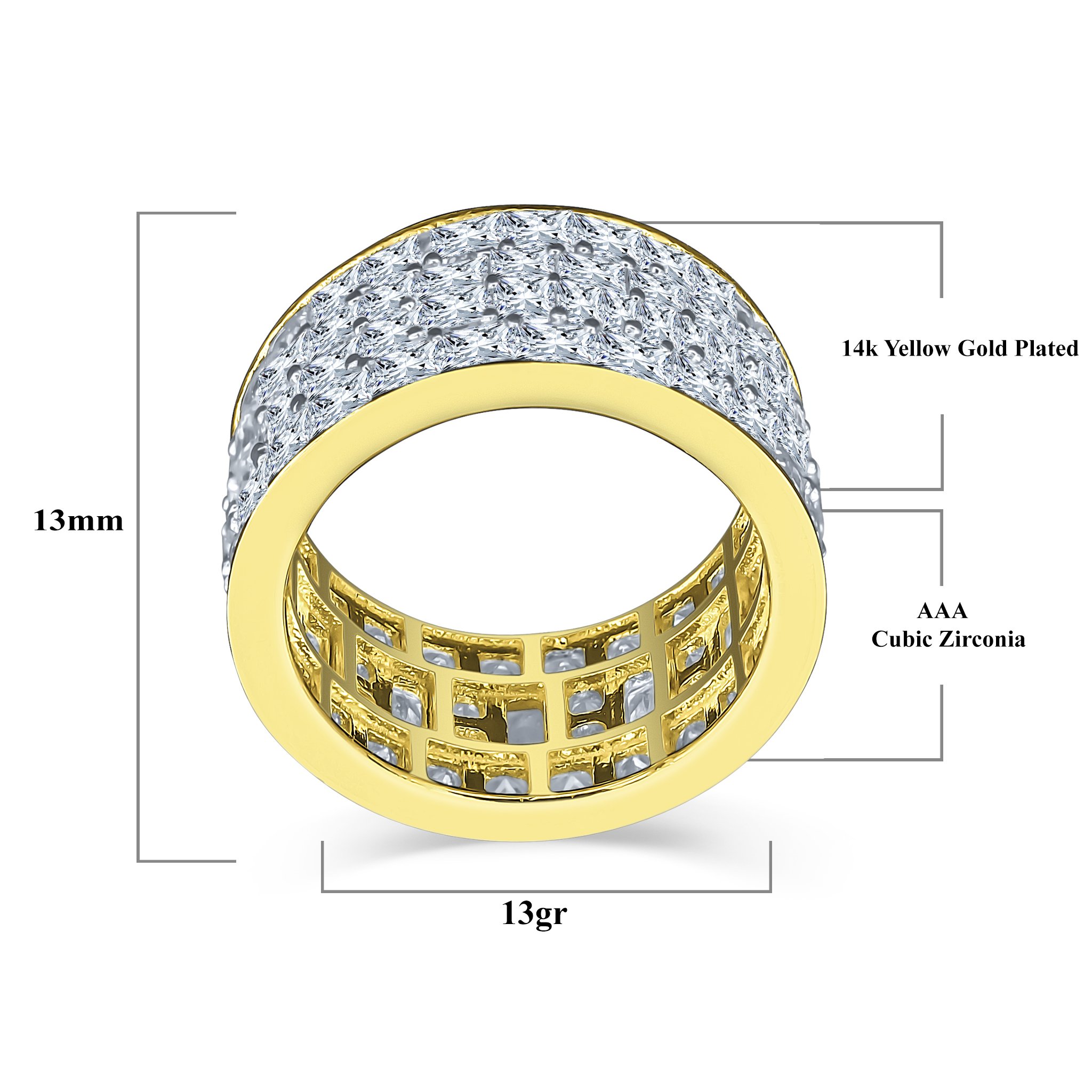 GLARING 925 Silver Band featuring micropave CZ stones, elegantly designed with a polished finish.