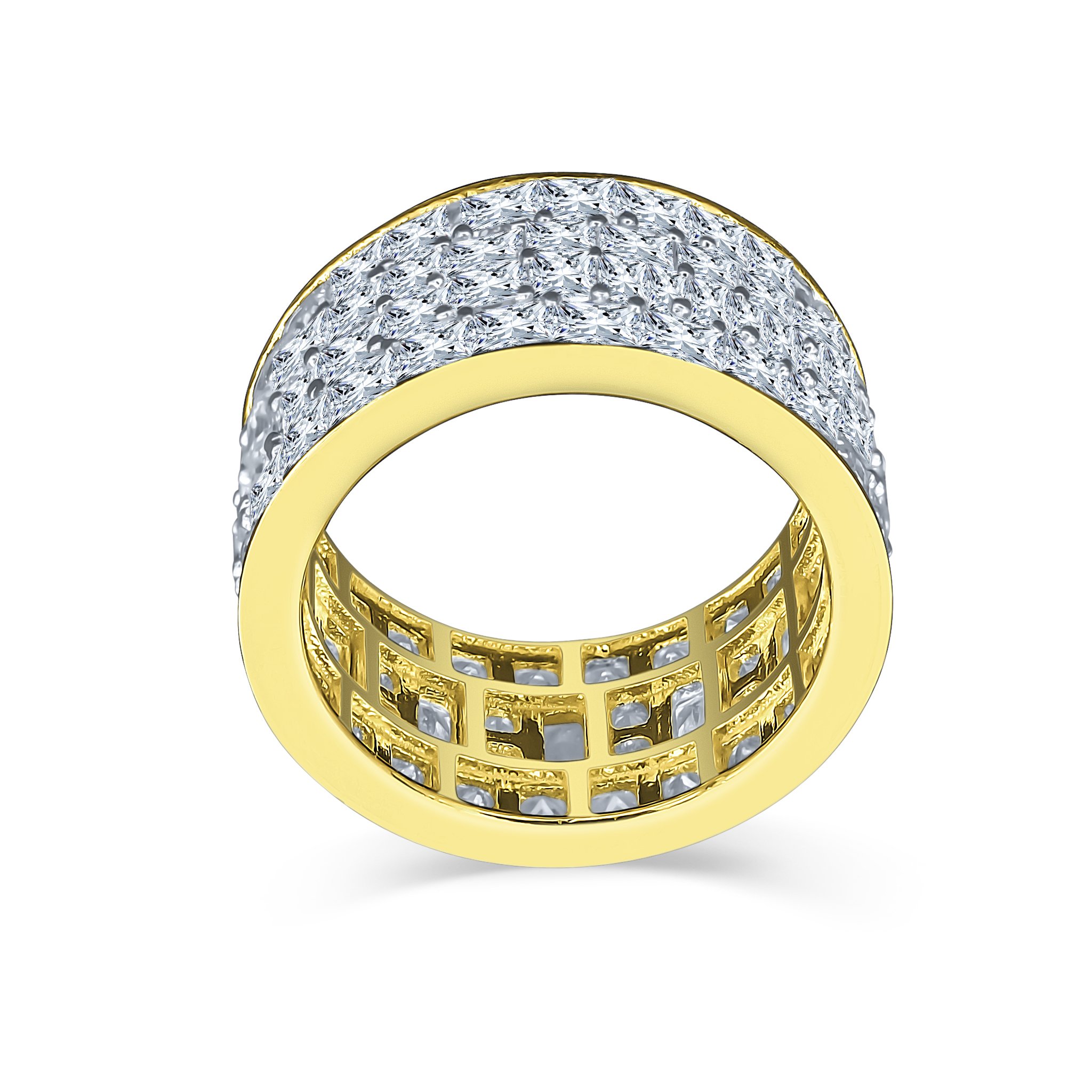 GLARING 925 Silver Band featuring micropave CZ stones, elegantly designed with a polished finish.