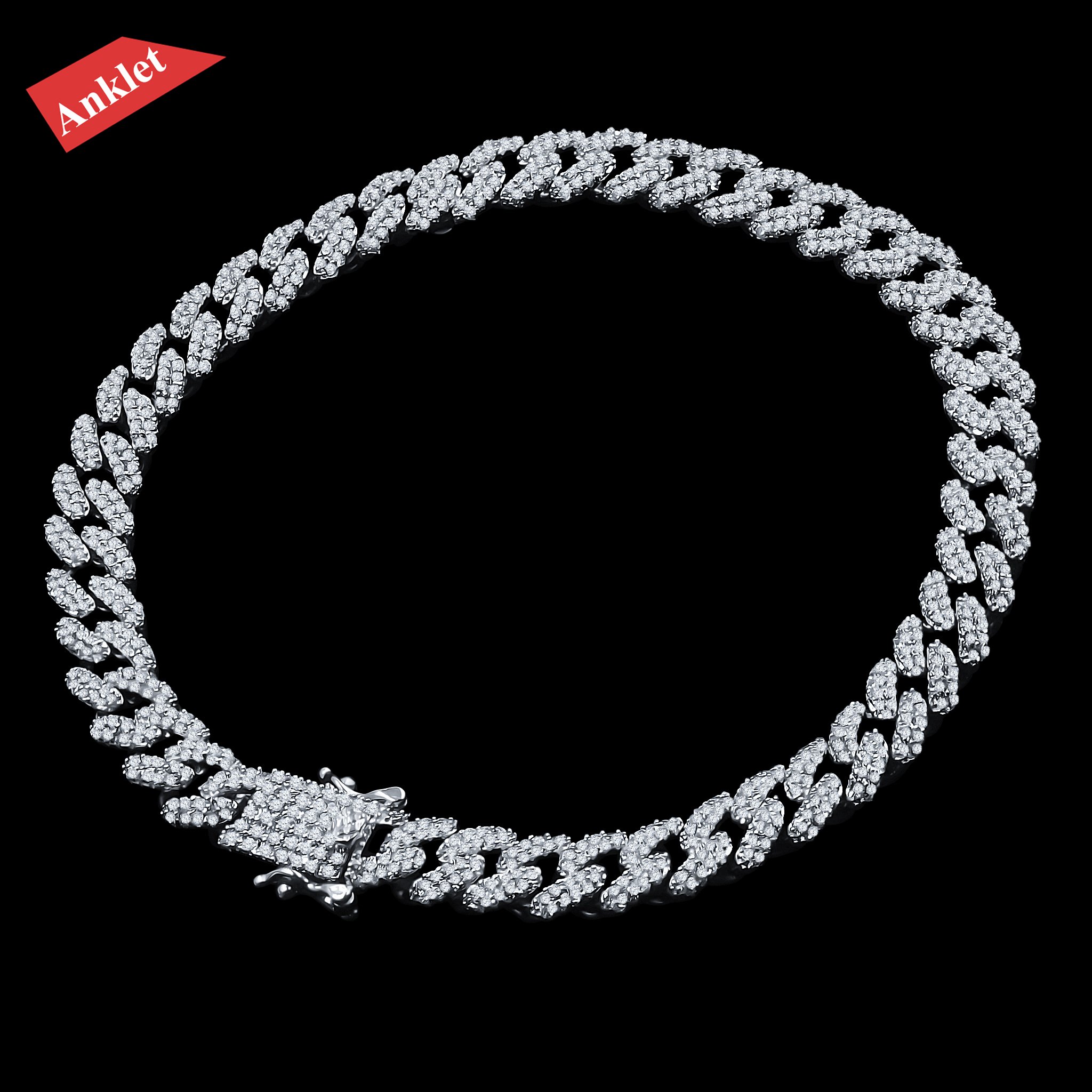 GLINT Miami Cuban Anklet featuring a dazzling Cuban link design with Grade AAA Cubic Zircon, available in brass metal.