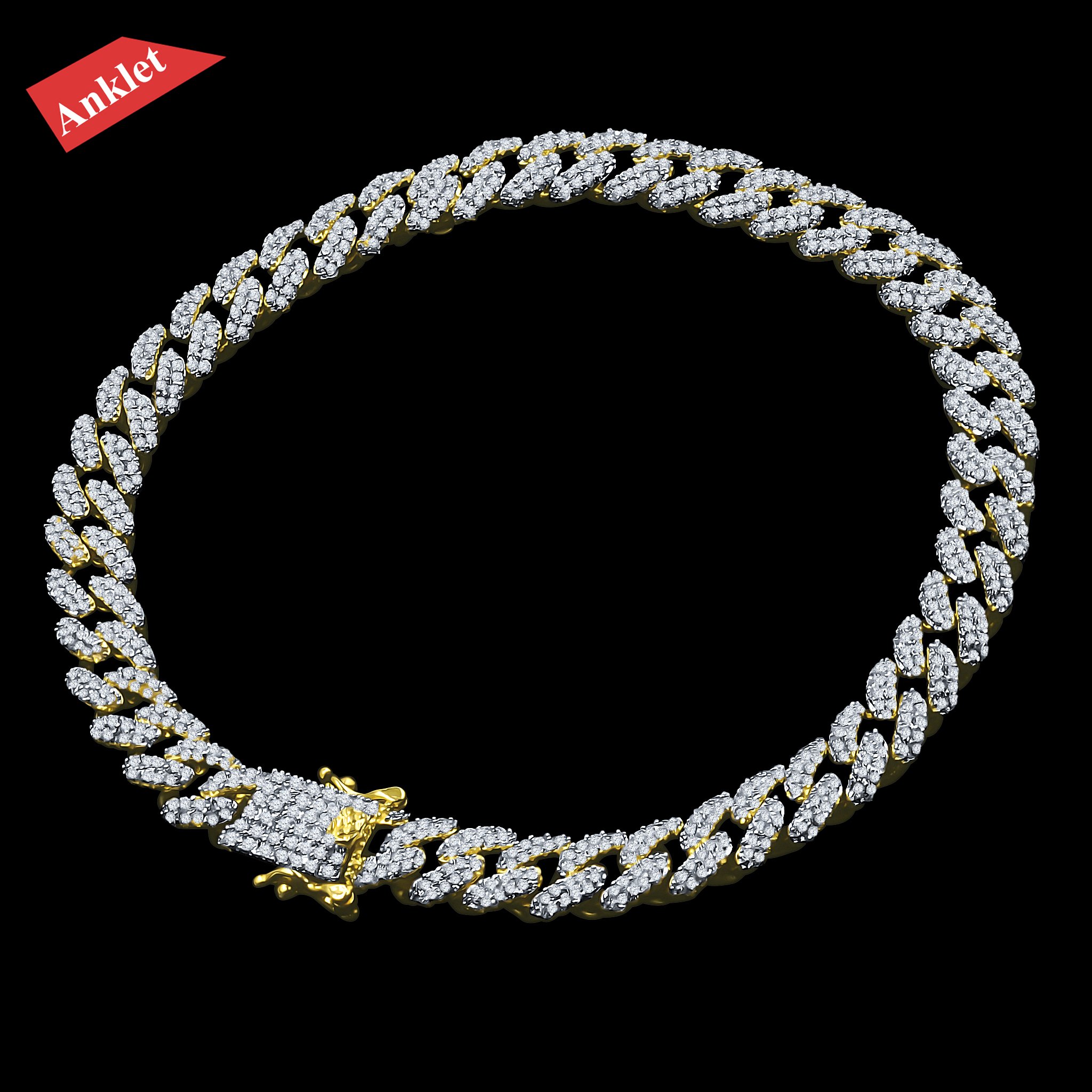 Glint Miami Cuban Anklet showcasing vibrant colors and intricate design, made from brass with Grade AAA Cubic Zircon.