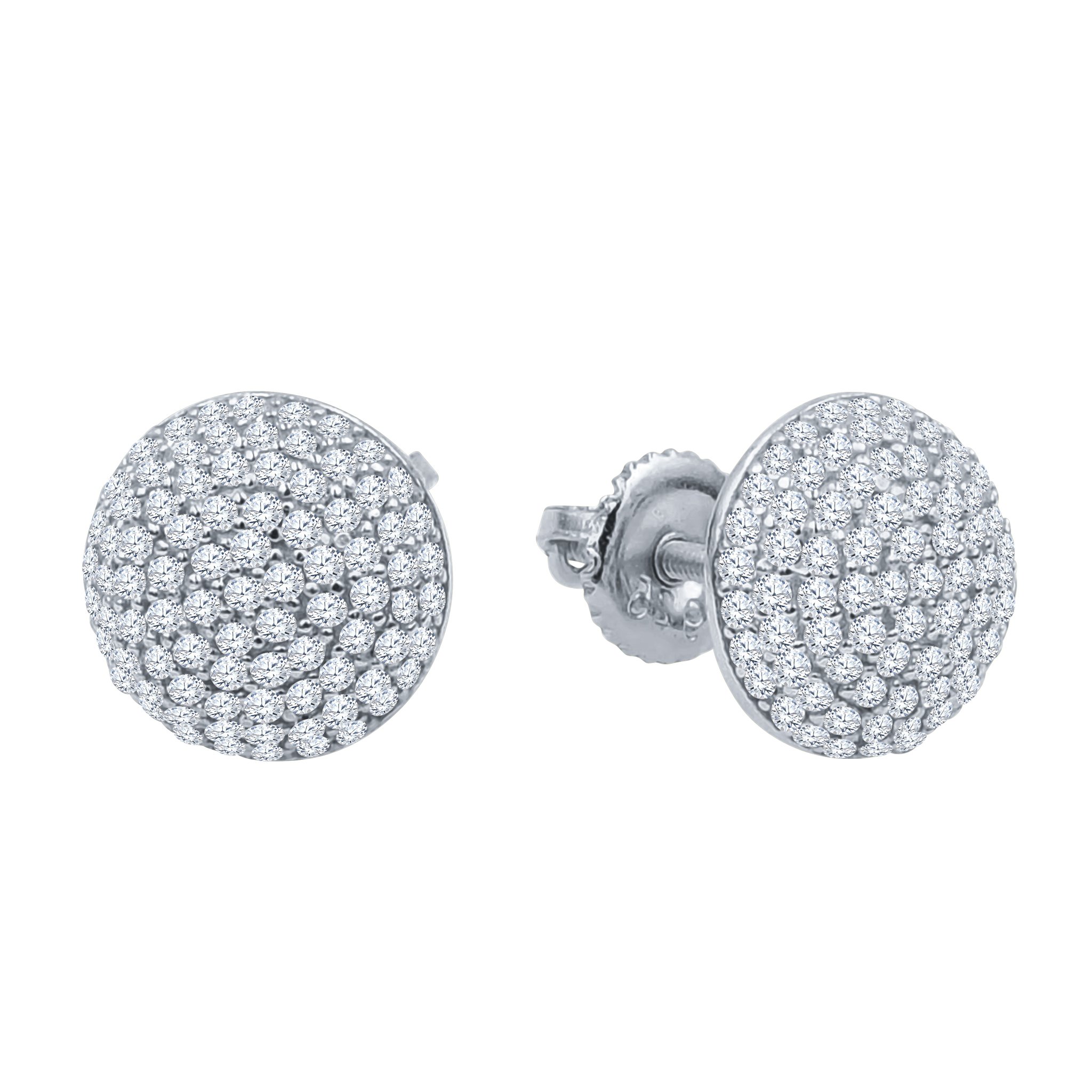 GLOBATE Silver Earrings featuring sparkling cubic zirconia stones set in 925 sterling silver with a secure screw back design.