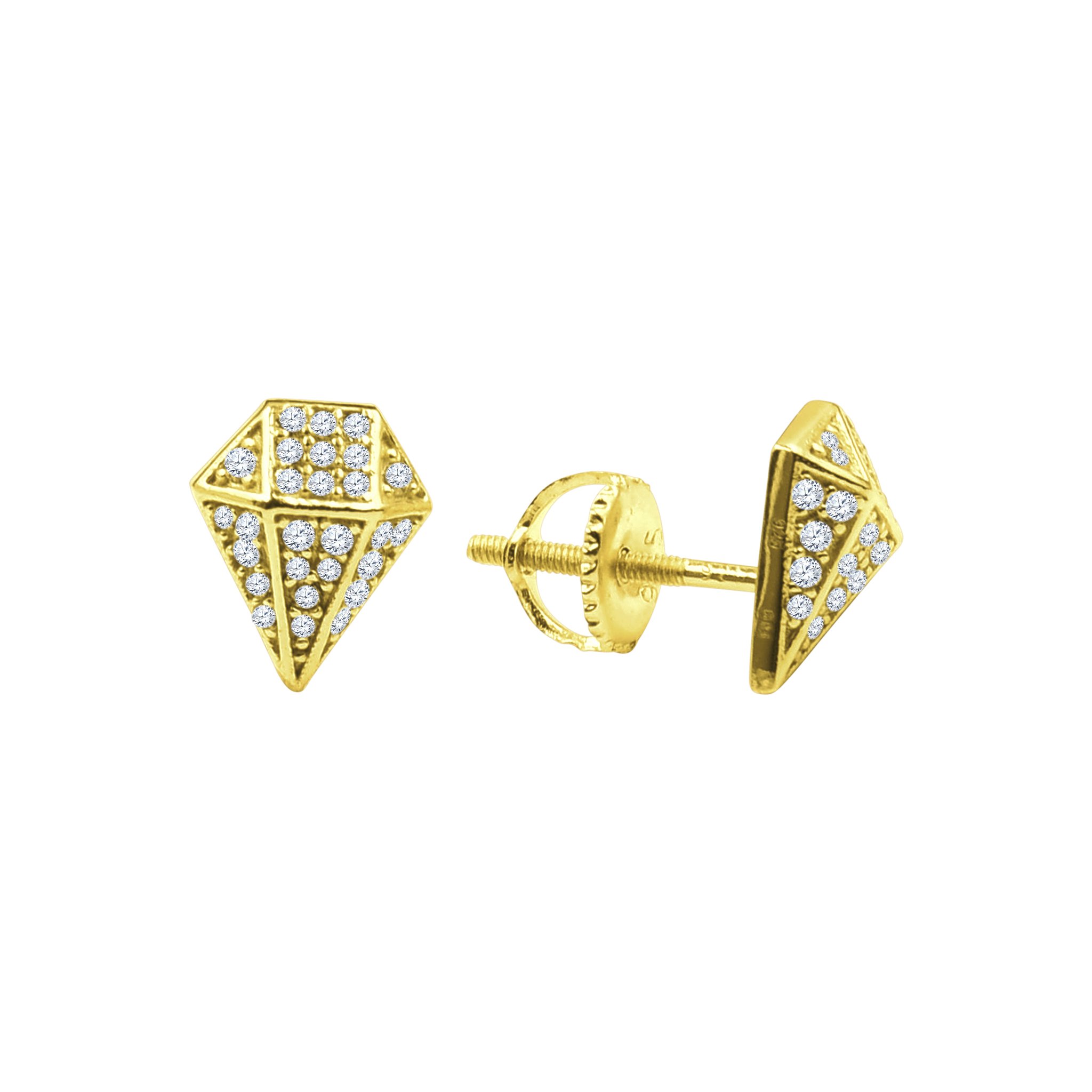 Globose Screw Back earrings in golden color with sparkling CZ stones, showcasing a minimalist design perfect for any occasion.