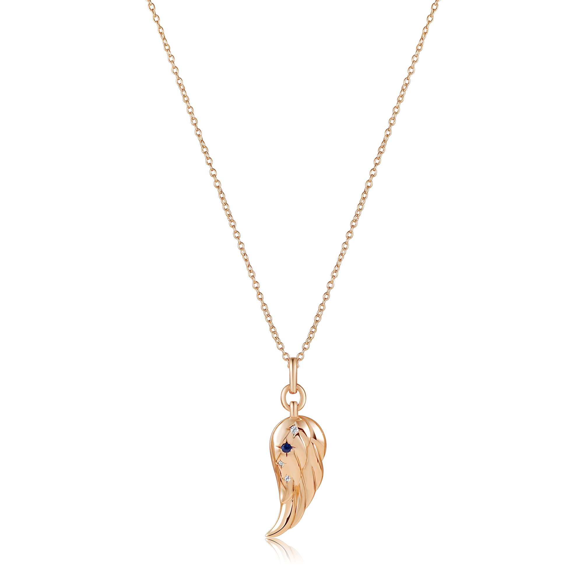 Gold Angel Wing Necklace featuring intricate wing design, symbolizing protection and remembrance, with an adjustable chain.