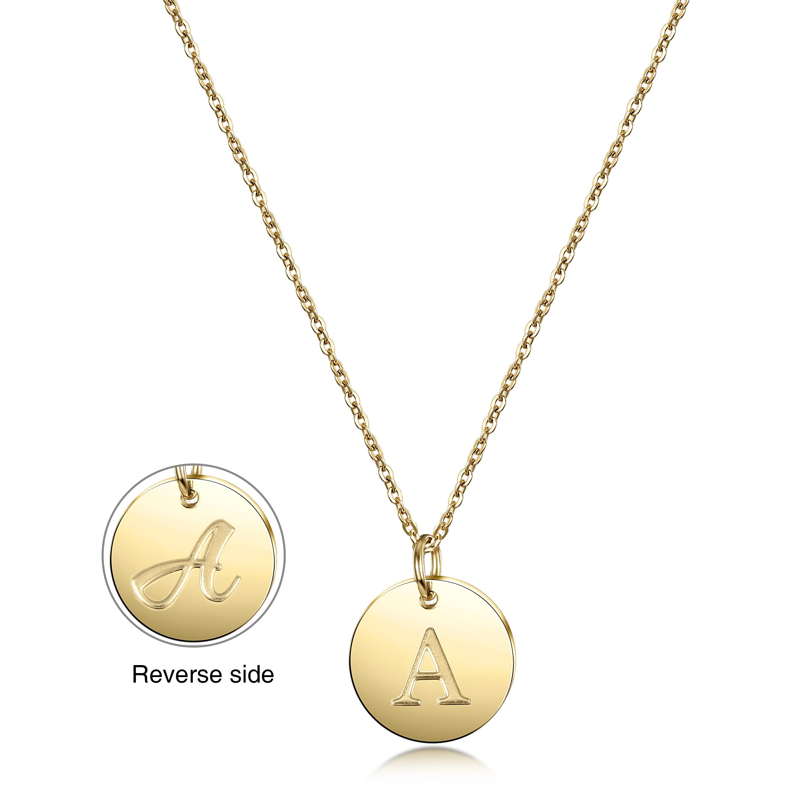 Gold Initial Charmy Necklace made of 316L surgical stainless steel with 14K gold PVD plating, featuring a personalized initial charm.