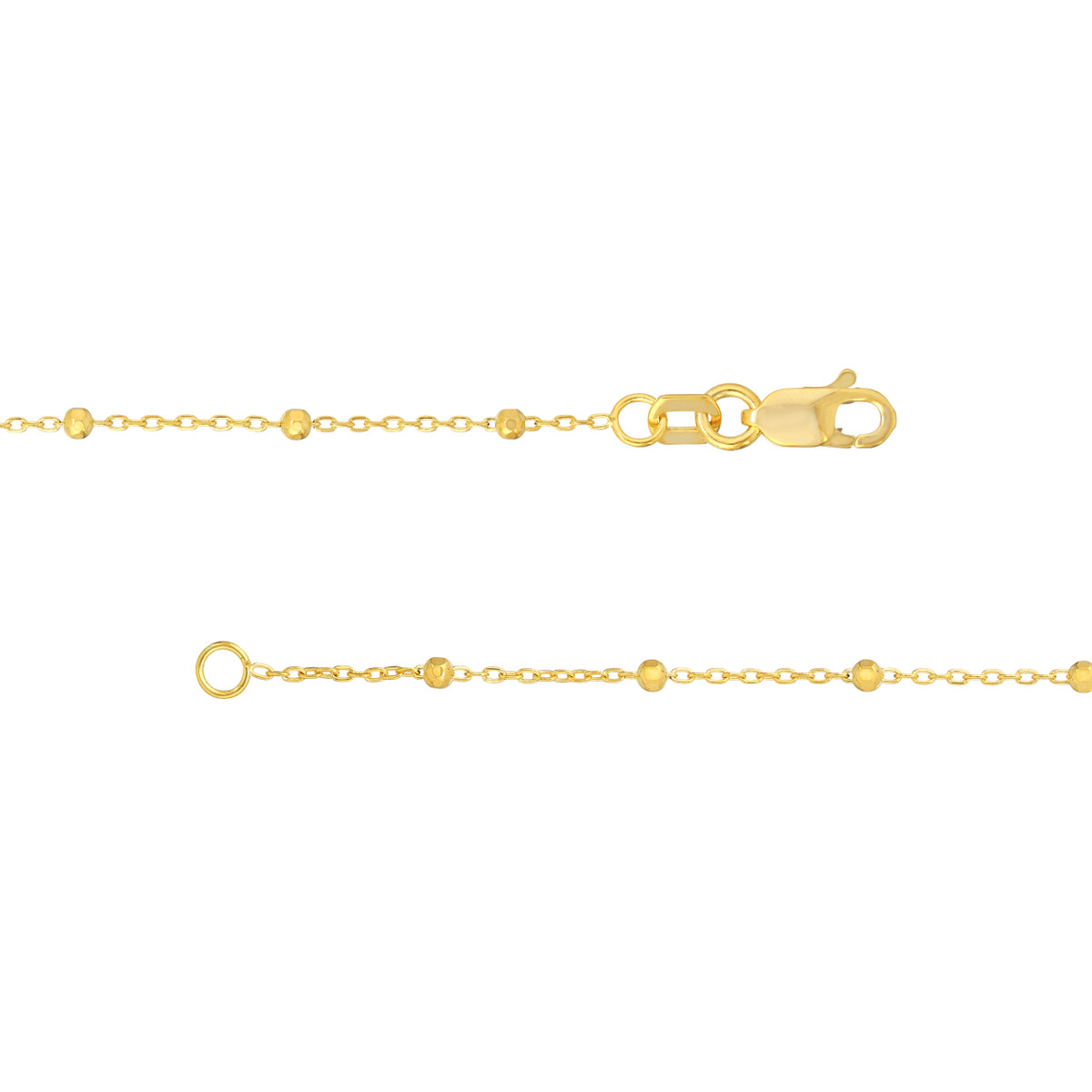 A delicate Gold Saturn Necklace made of 14k solid yellow gold, featuring a thin ball bead chain that glimmers in the light.