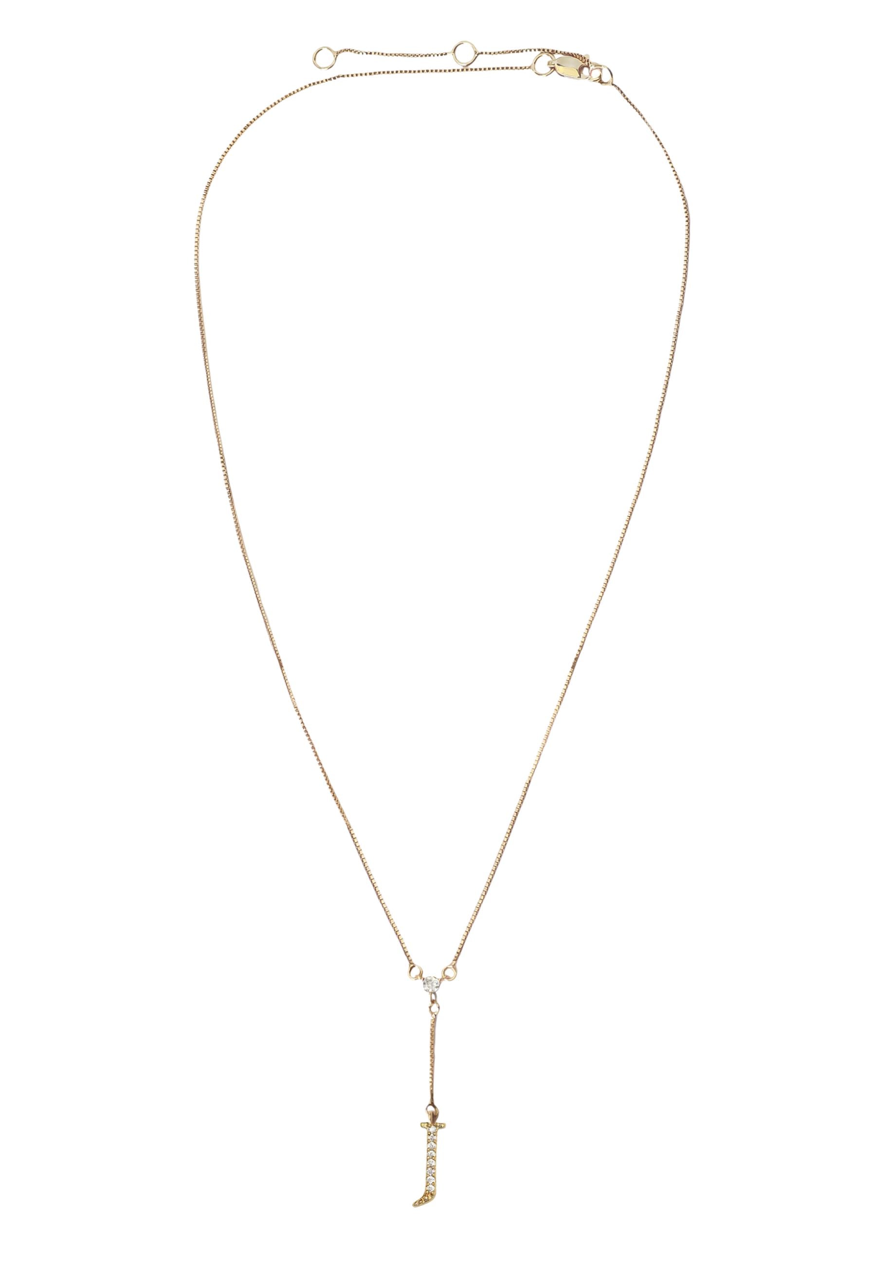 Elegant Golden Alphabet Necklace with zirconia stones, showcasing a personalized initial, perfect for layering or gifting.