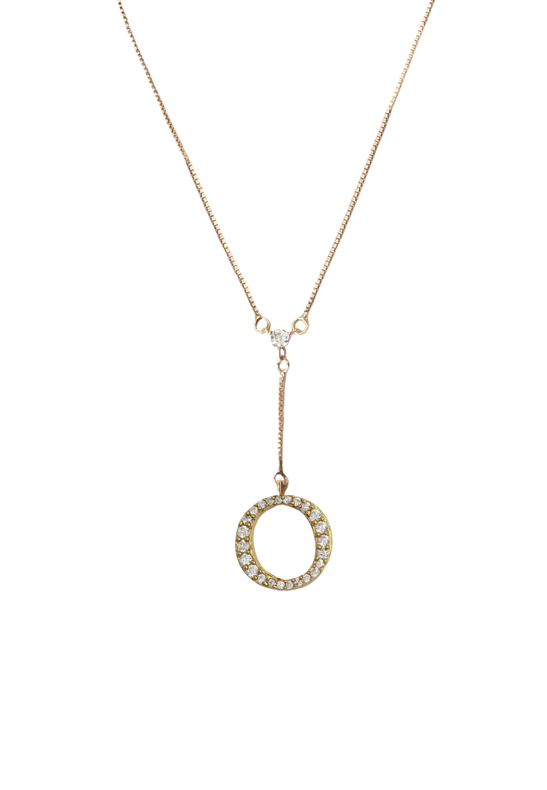 Elegant Golden Alphabet Necklace with zirconia stones, showcasing a personalized initial, perfect for layering or gifting.