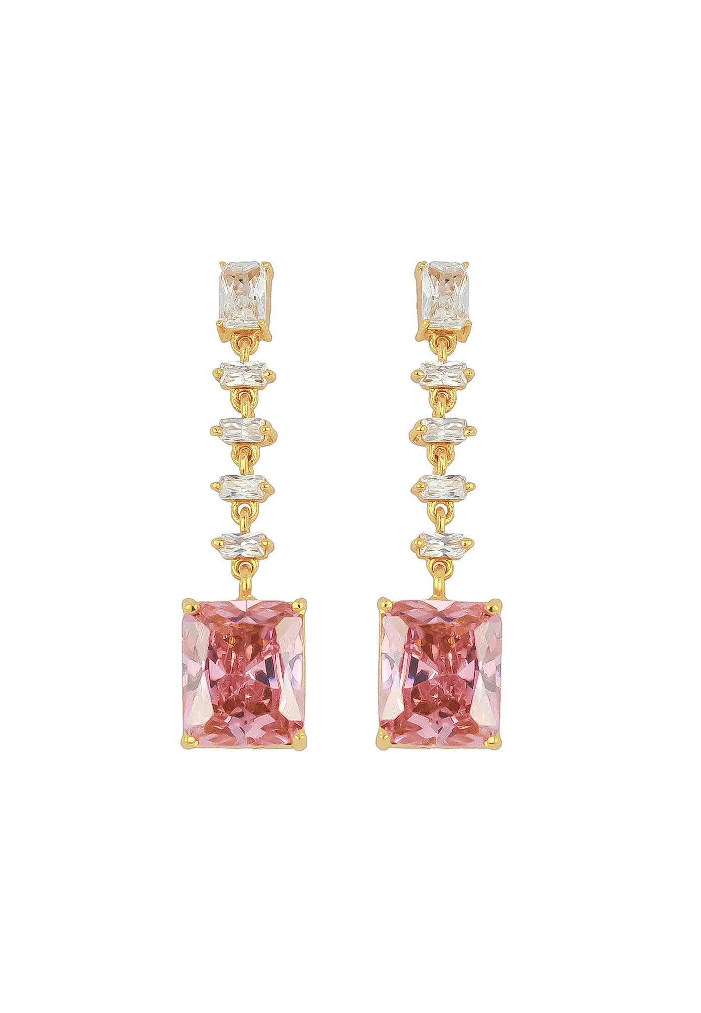 Golden Cruise Benares Earrings featuring 18K gold plating and zirconia stones, designed for pierced ears and hypoallergenic.