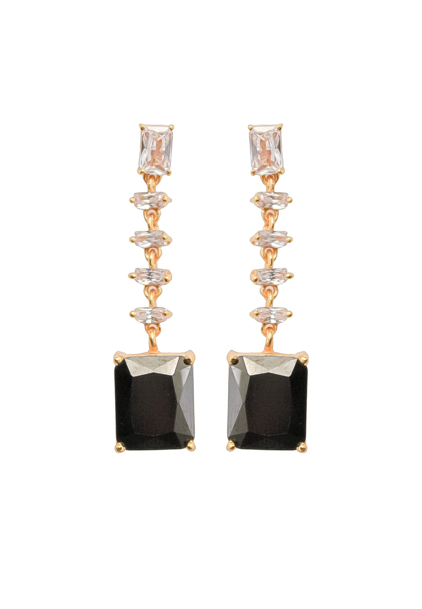 Golden Cruise Benares Earrings featuring 18K gold plating and zirconia stones, designed for pierced ears and hypoallergenic.