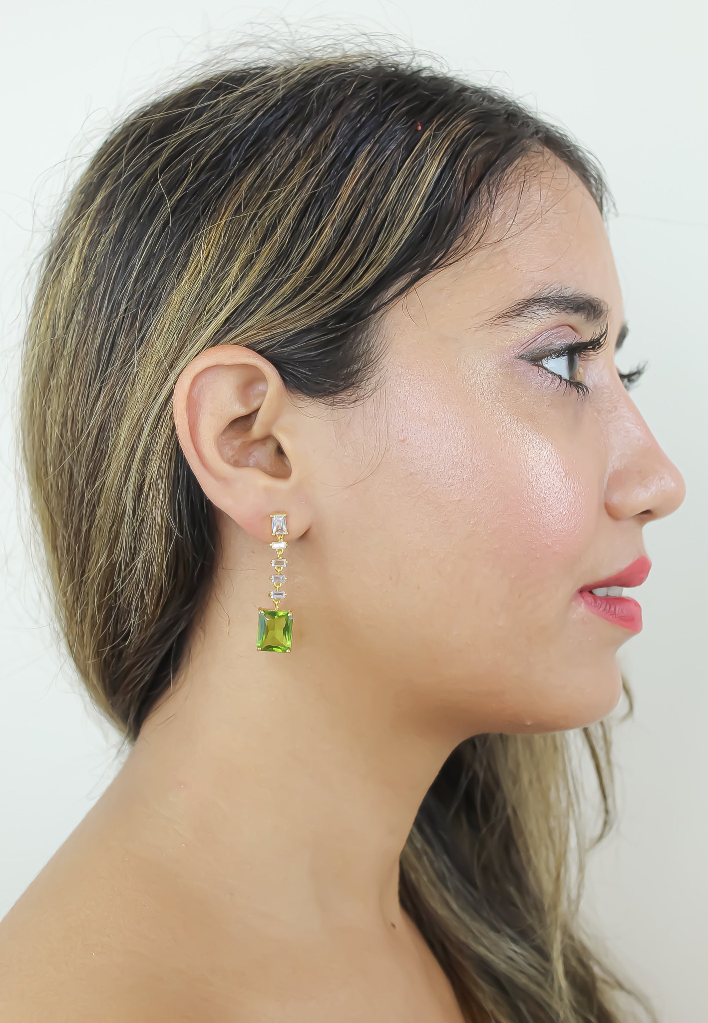 Golden Cruise Benares Earrings featuring 18K gold plating and zirconia stones, designed for pierced ears and hypoallergenic.