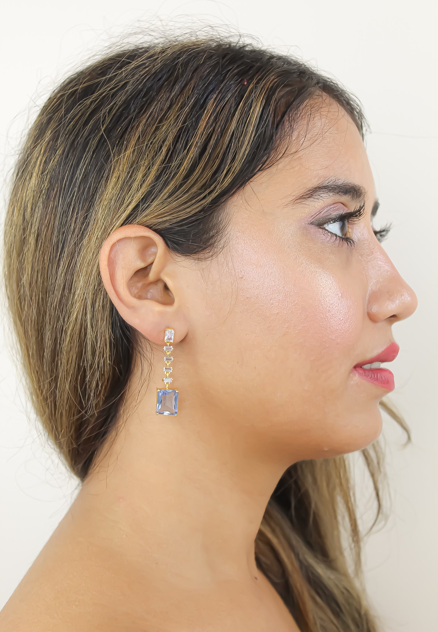 Golden Cruise Benares Earrings featuring 18K gold plating and zirconia stones, designed for pierced ears and hypoallergenic.