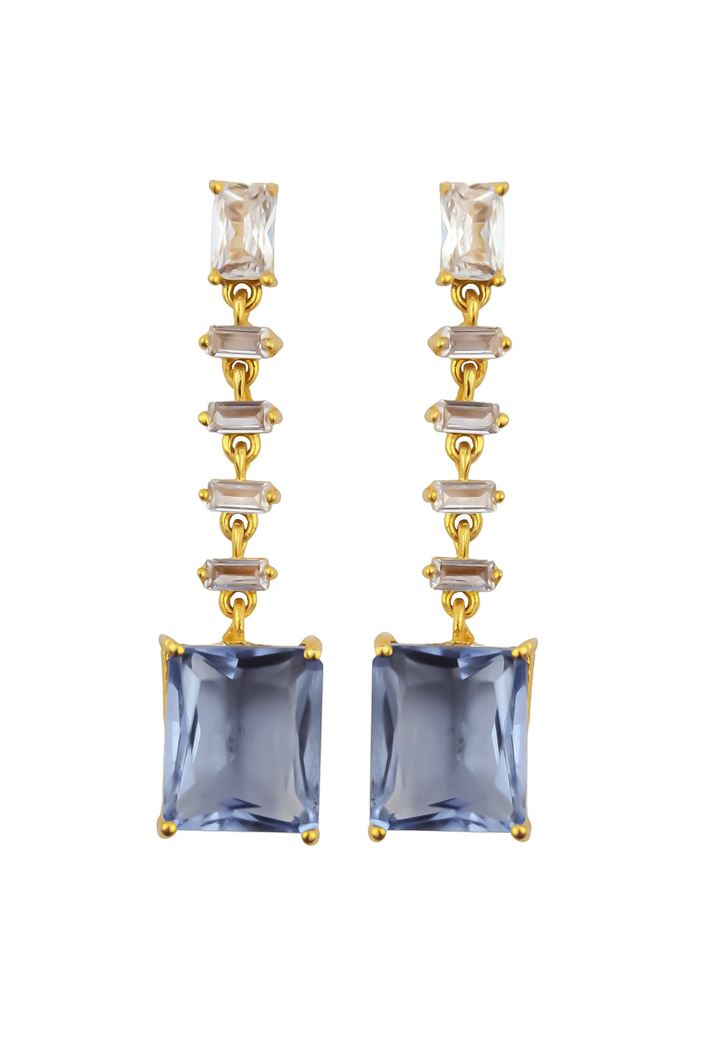 Golden Cruise Benares Earrings featuring 18K gold plating and zirconia stones, designed for pierced ears and hypoallergenic.