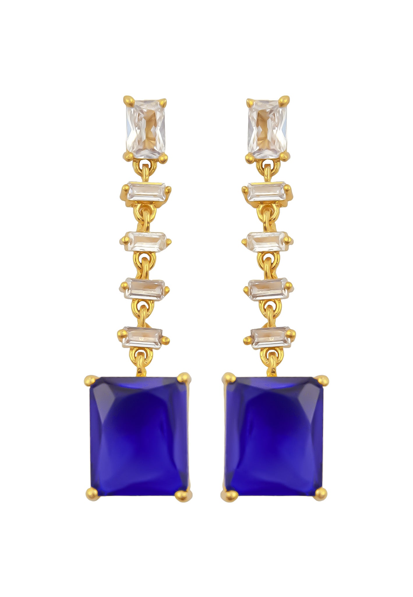 Golden Cruise Benares Earrings featuring 18K gold plating and zirconia stones, designed for pierced ears and hypoallergenic.