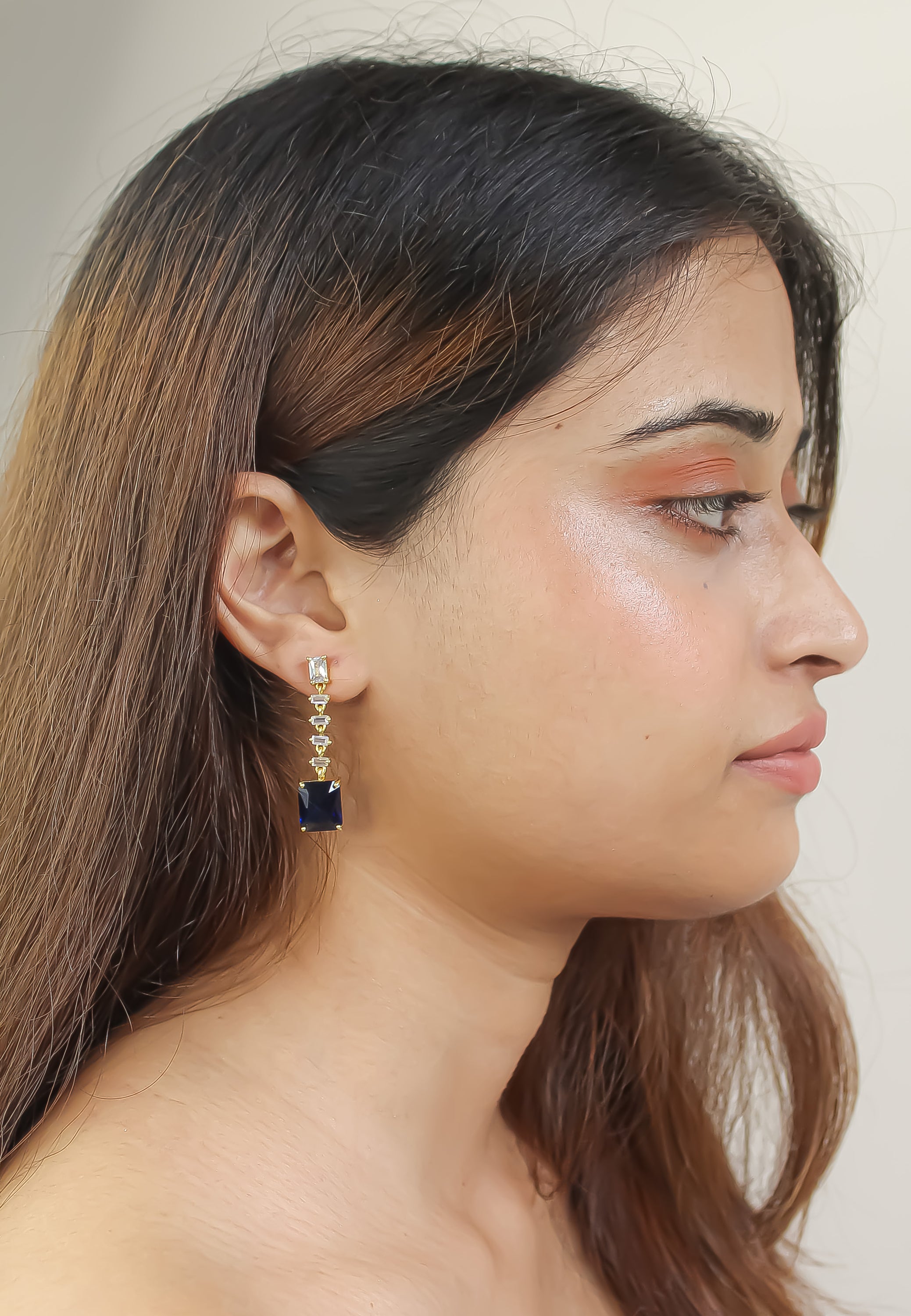 Golden Cruise Benares Earrings featuring 18K gold plating and zirconia stones, designed for pierced ears and hypoallergenic.