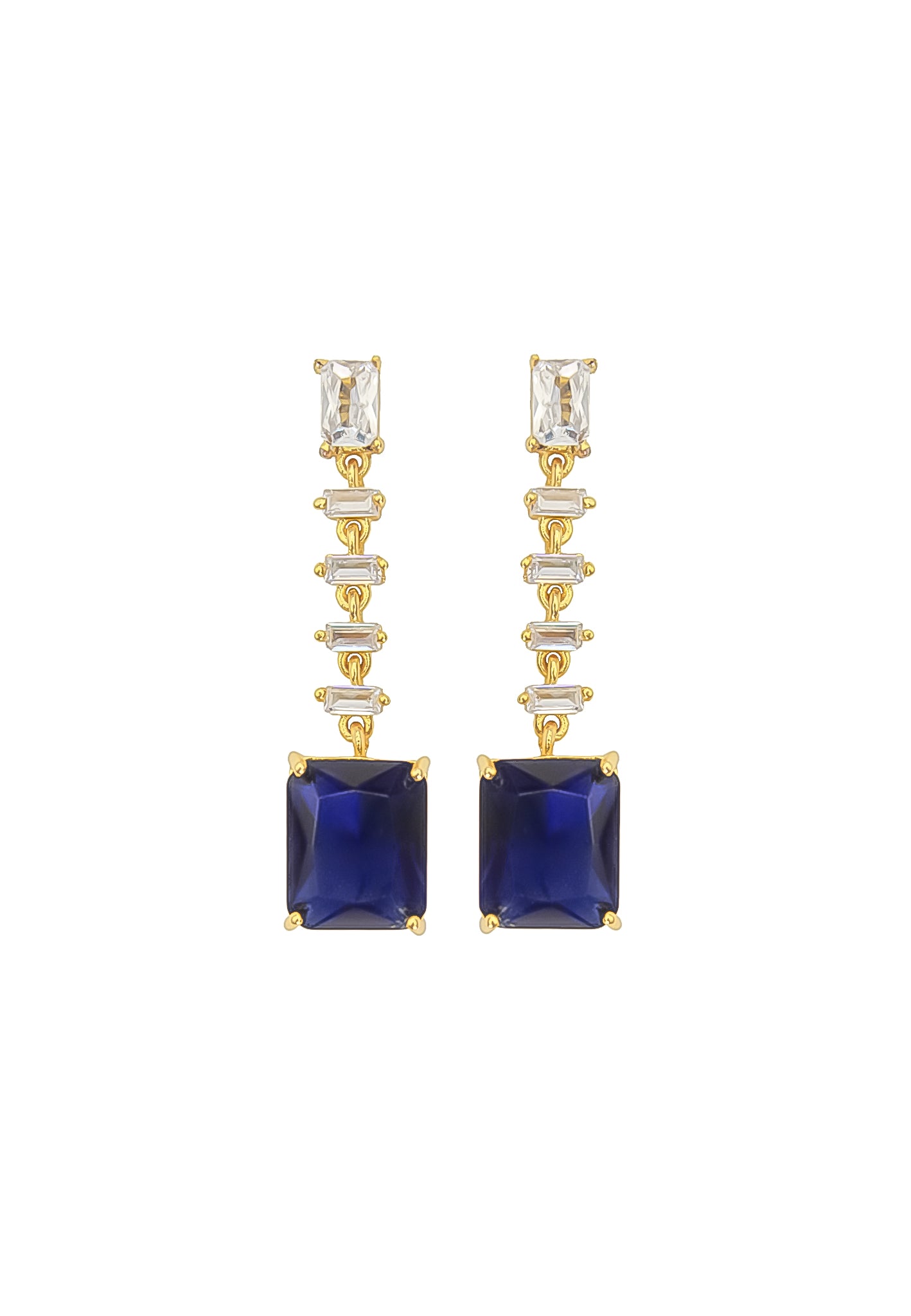 Golden Cruise Benares Earrings featuring 18K gold plating and zirconia stones, designed for pierced ears and hypoallergenic.