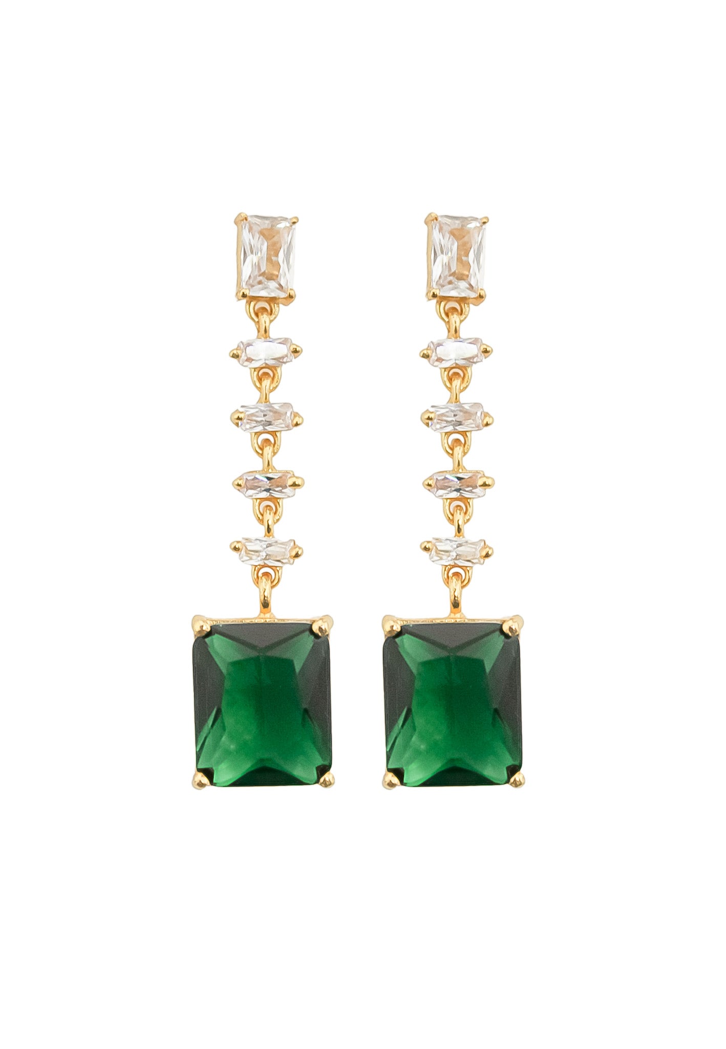 Golden Cruise Benares Earrings featuring 18K gold plating and zirconia stones, designed for pierced ears and hypoallergenic.