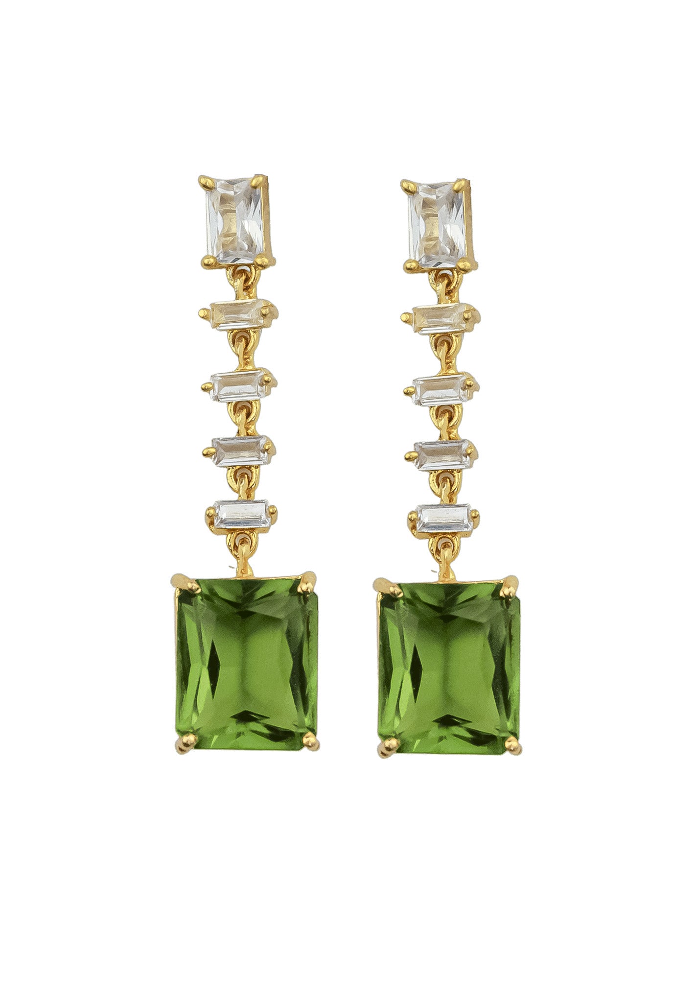 Golden Cruise Benares Earrings featuring 18K gold plating and zirconia stones, designed for pierced ears and hypoallergenic.